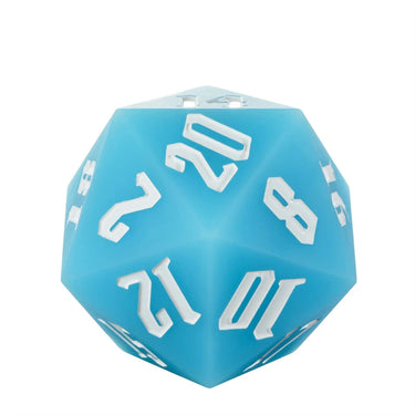 White on Solid Blue Silicone - D20 RPG Dice